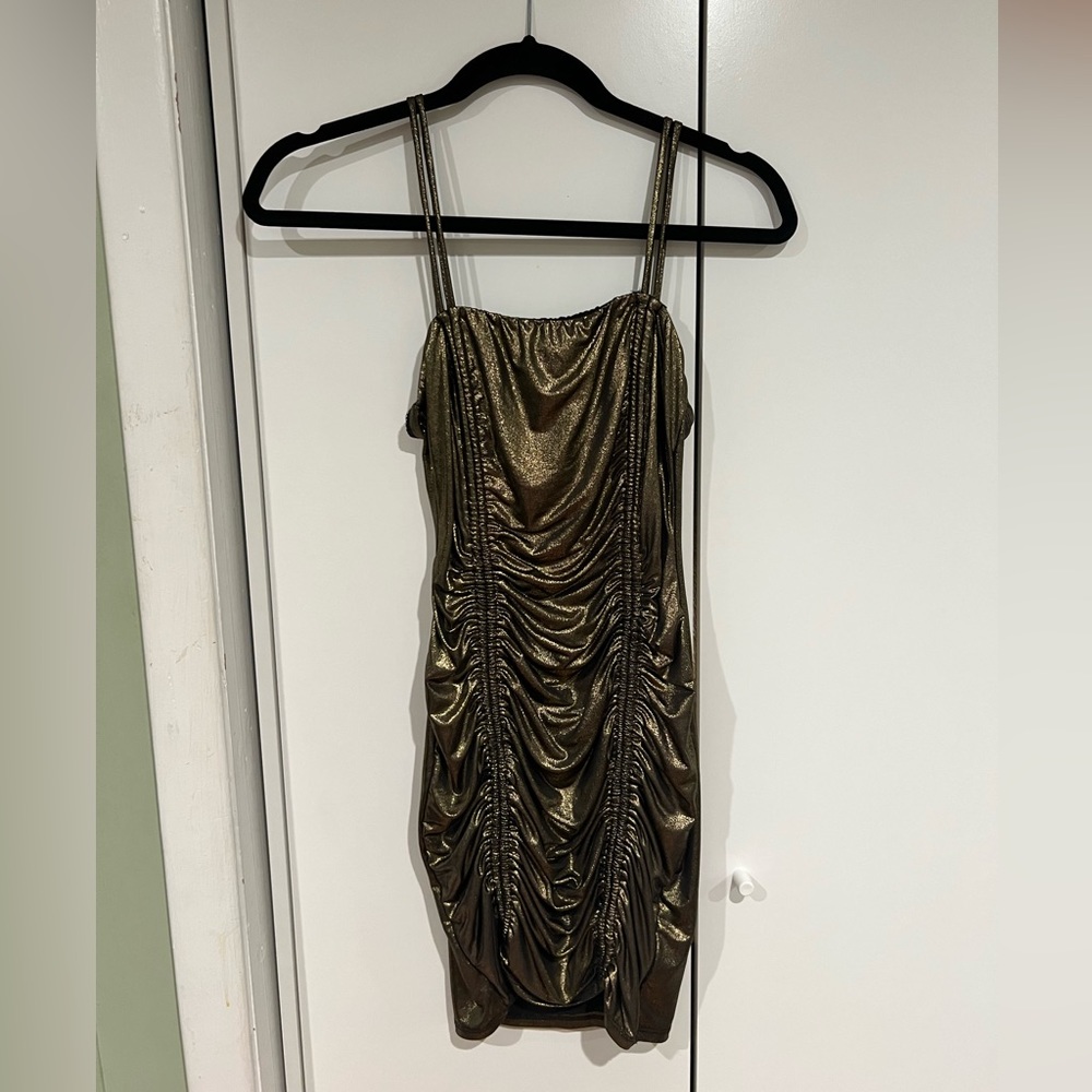 Metallic Ruched Dress